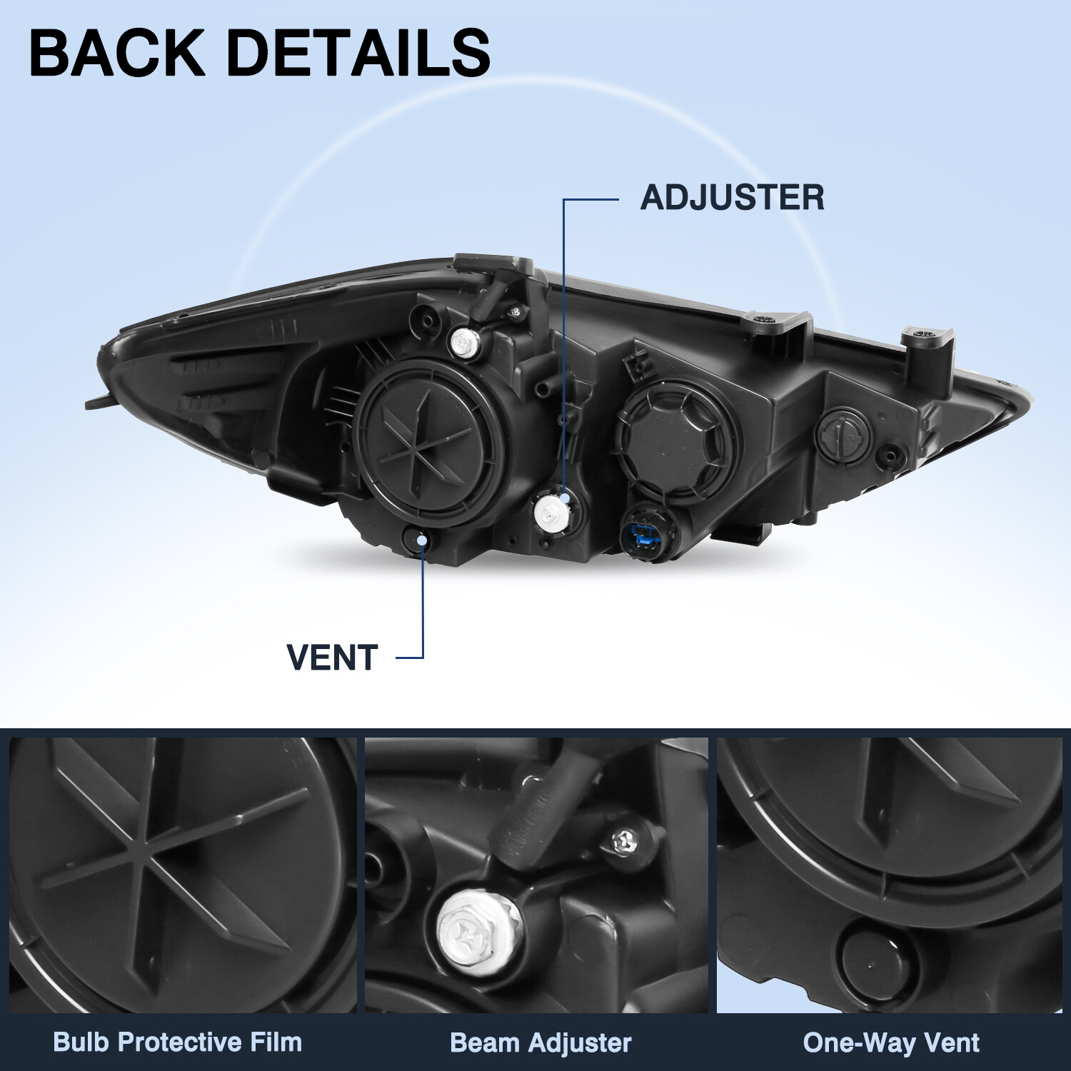 W/Bulbs For 2017 2018 Hyundai Elantra Projector Headlights Assembly Left & Right