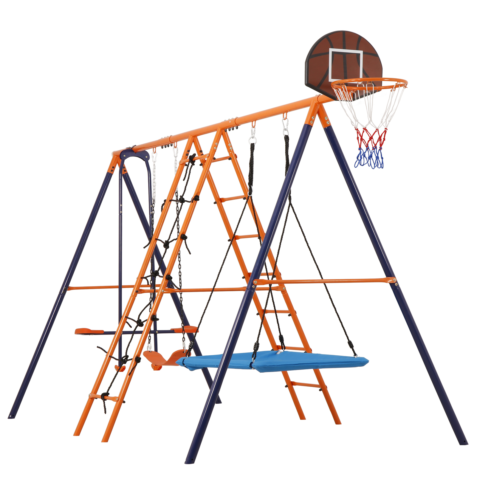 6-in-1 Swing Sets for Backyard Multifunction Metal Playground Swing Set for kids