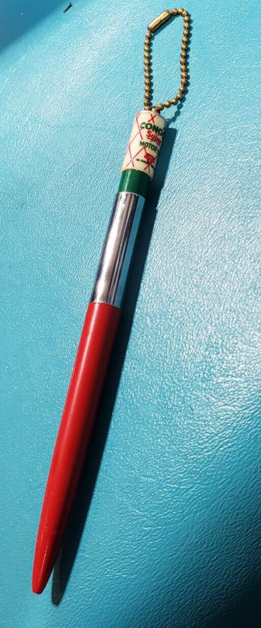 Vintage RITEPOINT PEN CONOCO SUPER MOTOR OIL Pen  GAS STATION ADVERTISING Topper