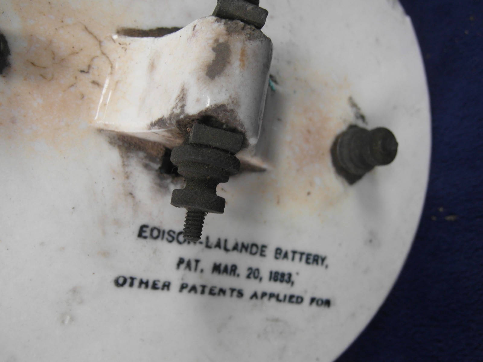 Edison Lalande Wet Cell Porcelain Battery Pat 1883