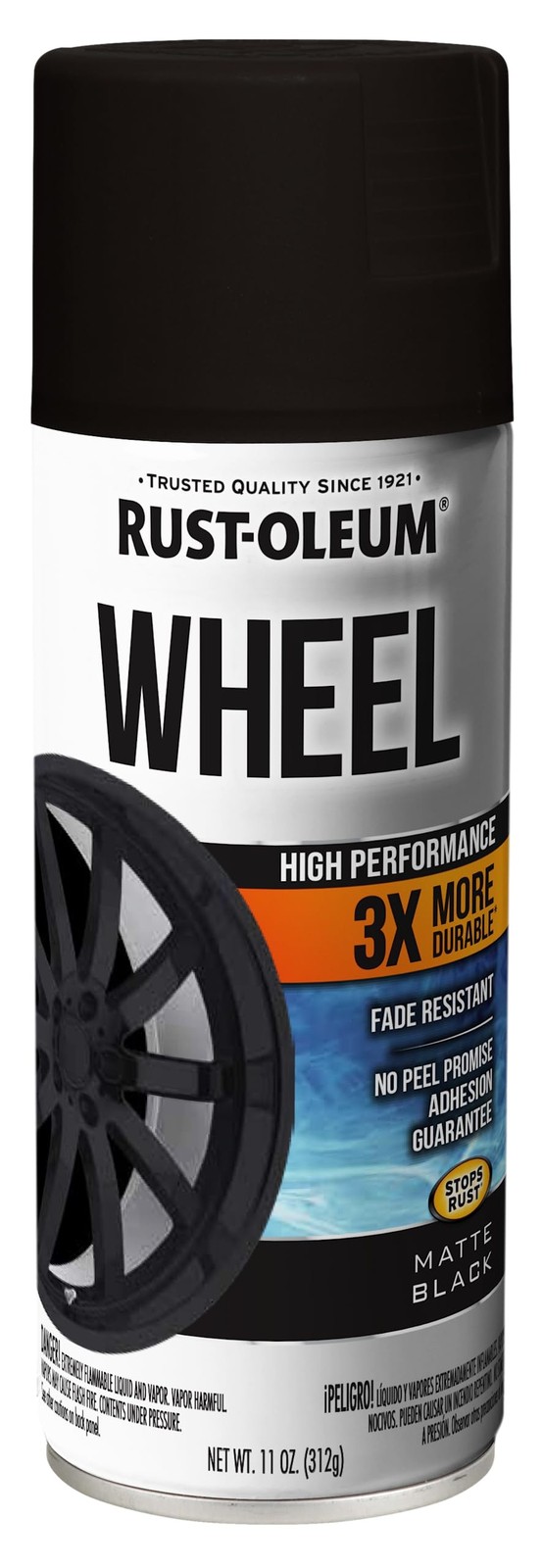 High Performance Wheel Paint Spray Matte Black Automotive Rim Finish 11 Oz