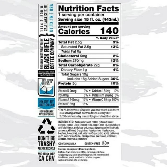 Black Rifle Coffee - Energy Drink, 300mg Caffeine, 15oz - Vanilla Bomb, 12 Cans