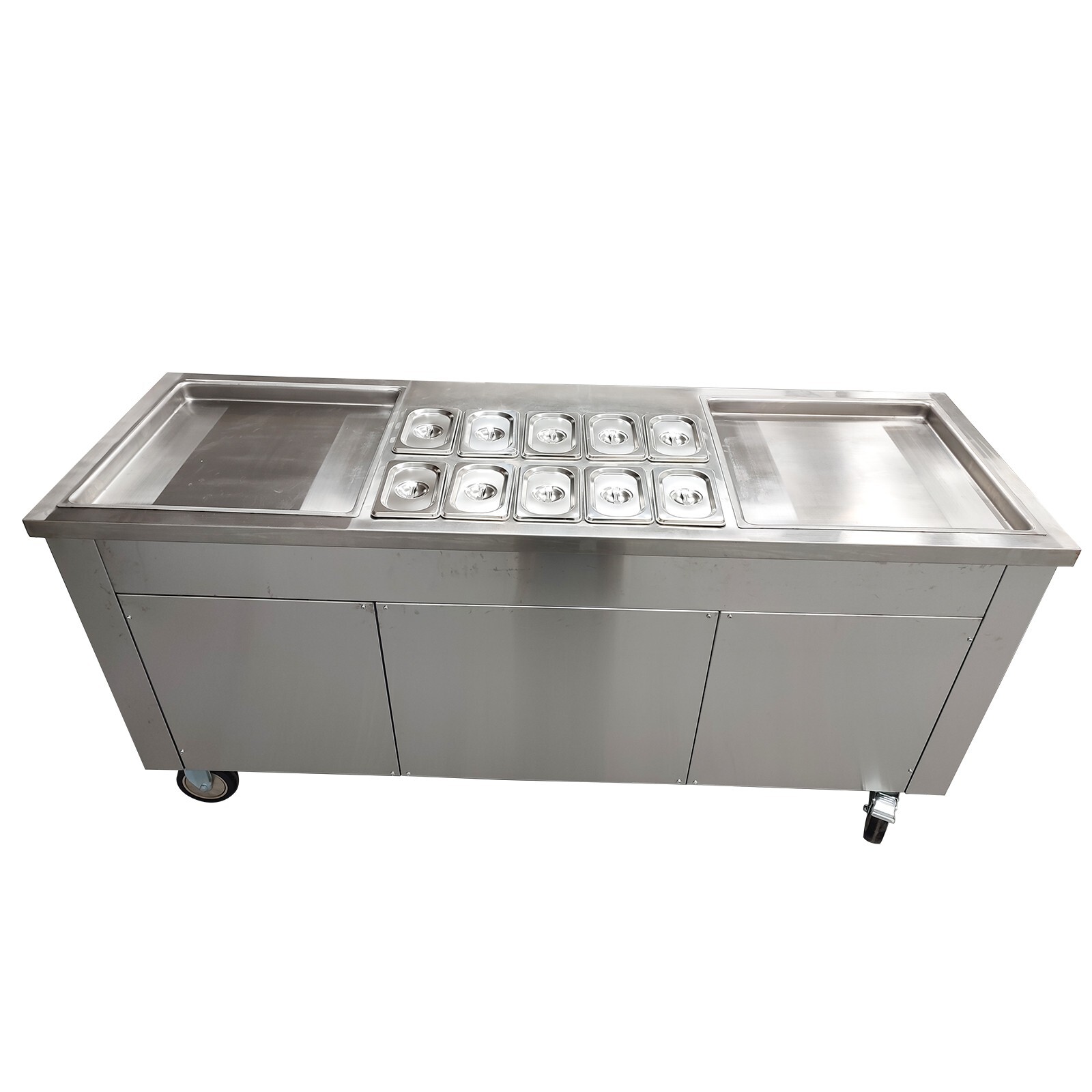 Commercial 17.7“x17.7" 110V Square Double Pans Fried Ice Cream Machine