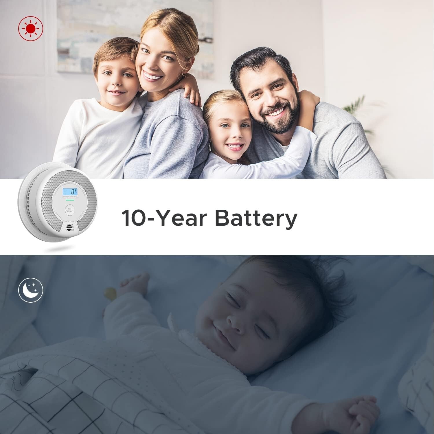 HUD Approved 10-Year Sealed Combination Smoke & Carbon Monoxide Detector Alarm