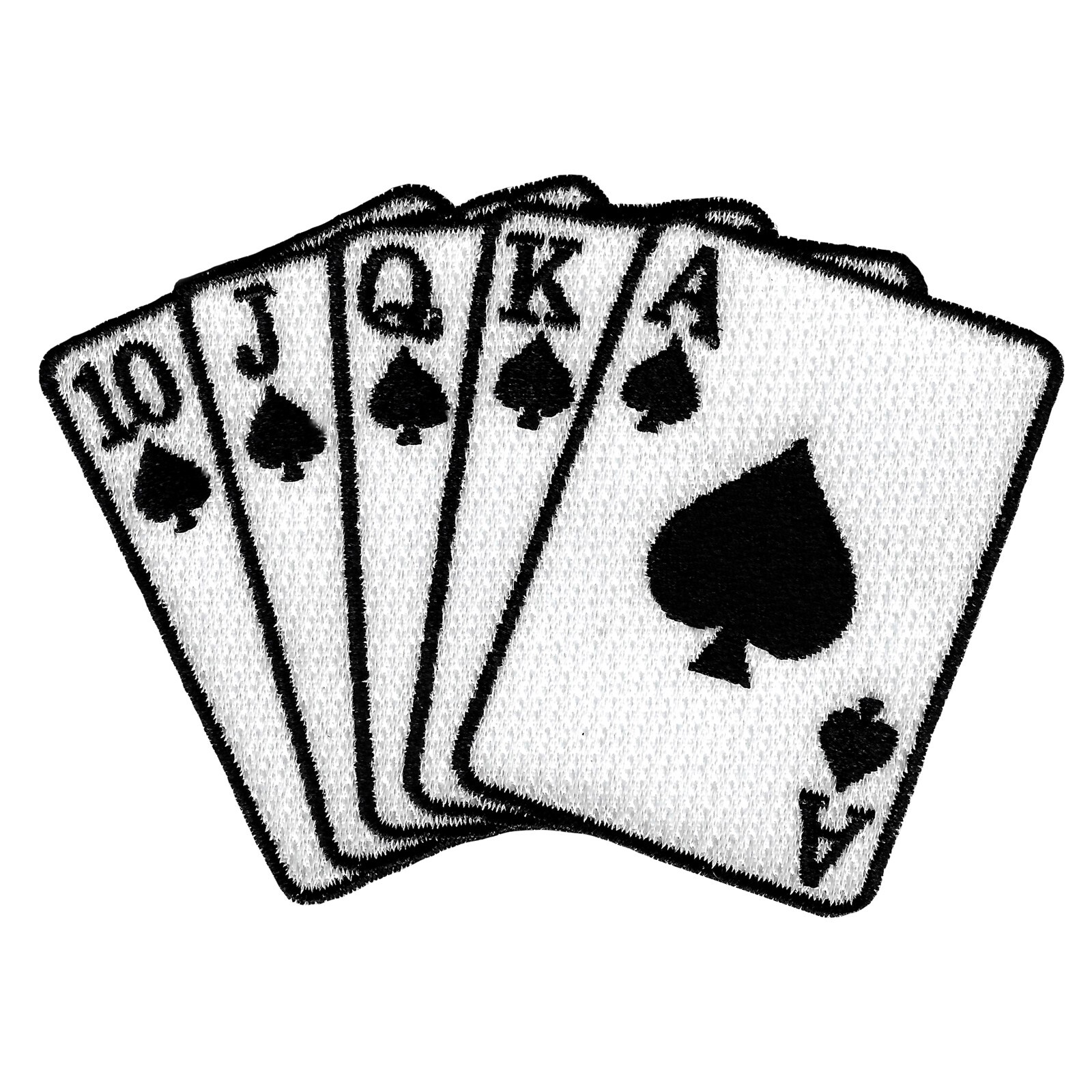 ROYAL FLUSH iron-on PATCH ACE SPADES LAS VEGAS embroidered POKER GAMBLING EMBLEM