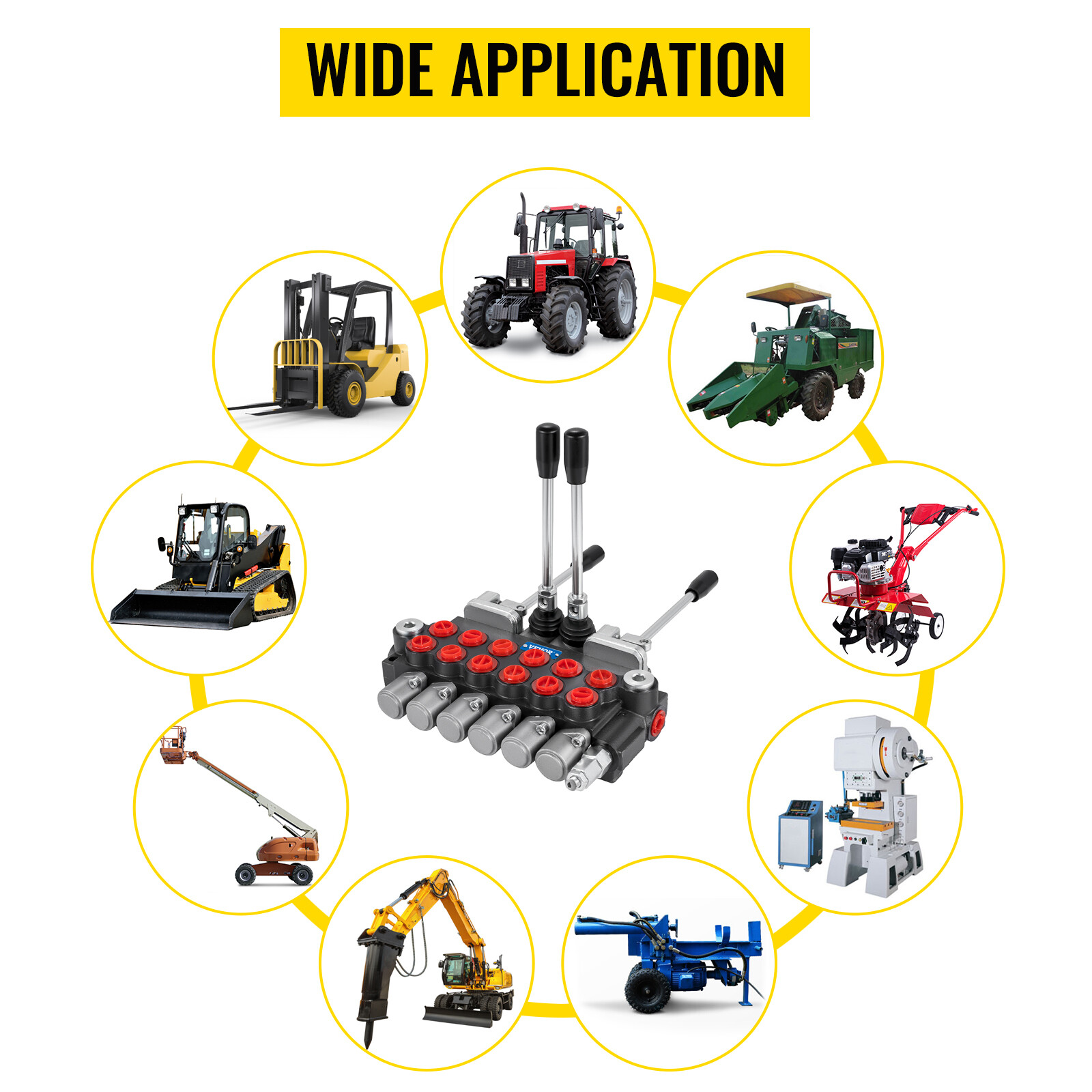 6 Spool 11 GPM Hydraulic Backhoe Directional Control Valve W/Joysticks G1/2 Port