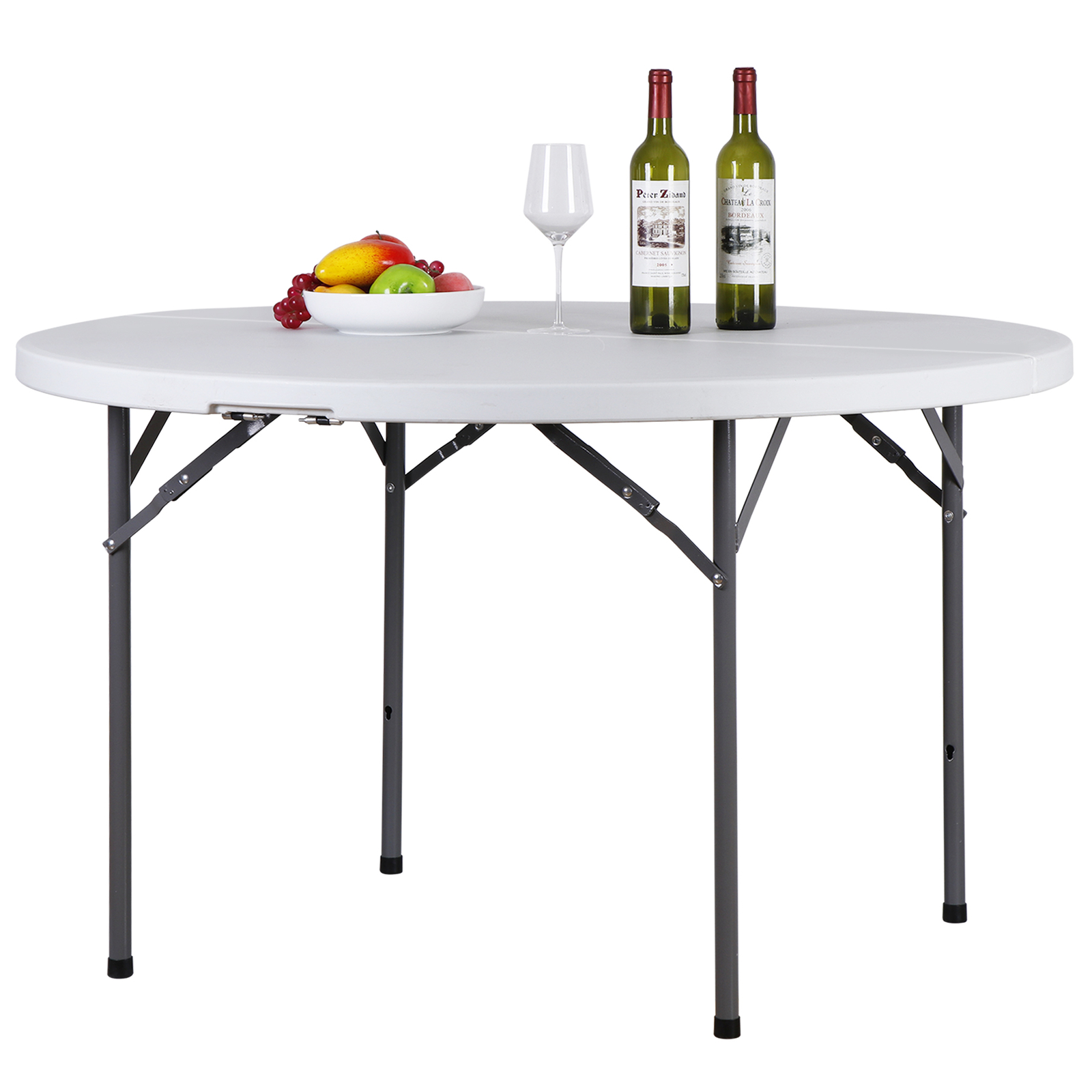 48" Round Bi-Folding Commercial Table Plastic Dining Card Table for Outdoor