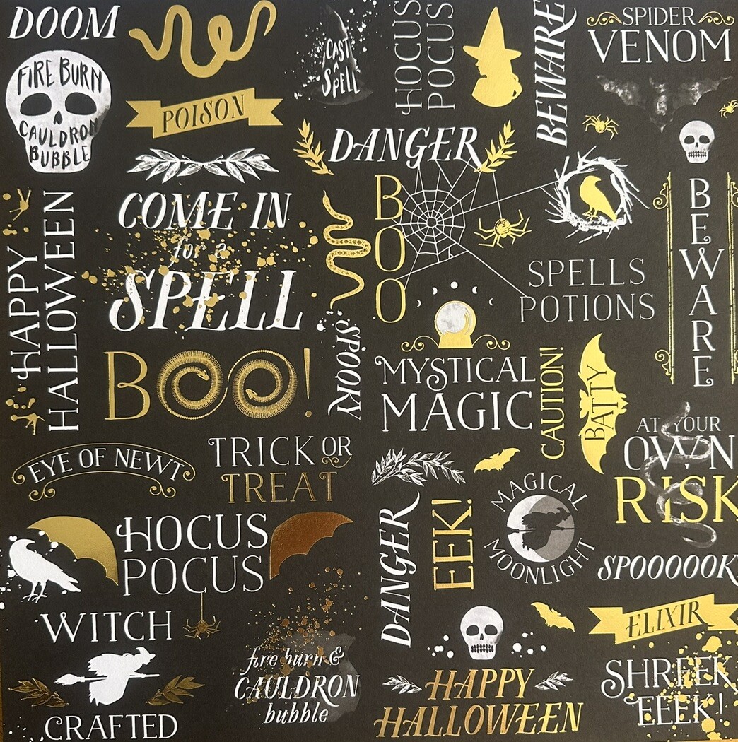 ~ HALLOWEEN ~ 12x12 SCRAPBOOK CARDSTOCK PAPER PAD 48 LOT *MARTHA STEWART* FOIL