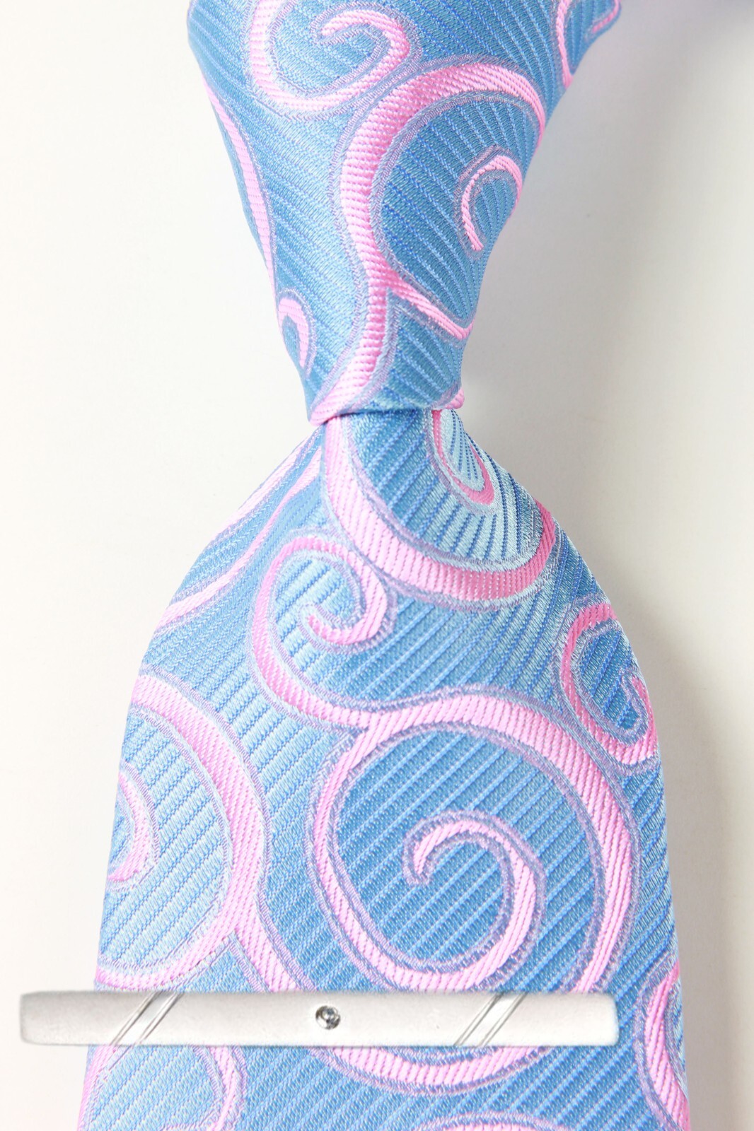 New Classic Floral Blue Pink JACQUARD WOVEN 100% Silk Men's Necktie Tie