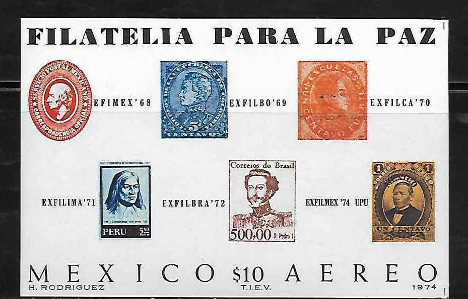 Mexico #C434 Mint NH 1974 Philatelic Exhibition airmail Souvenir Sheet