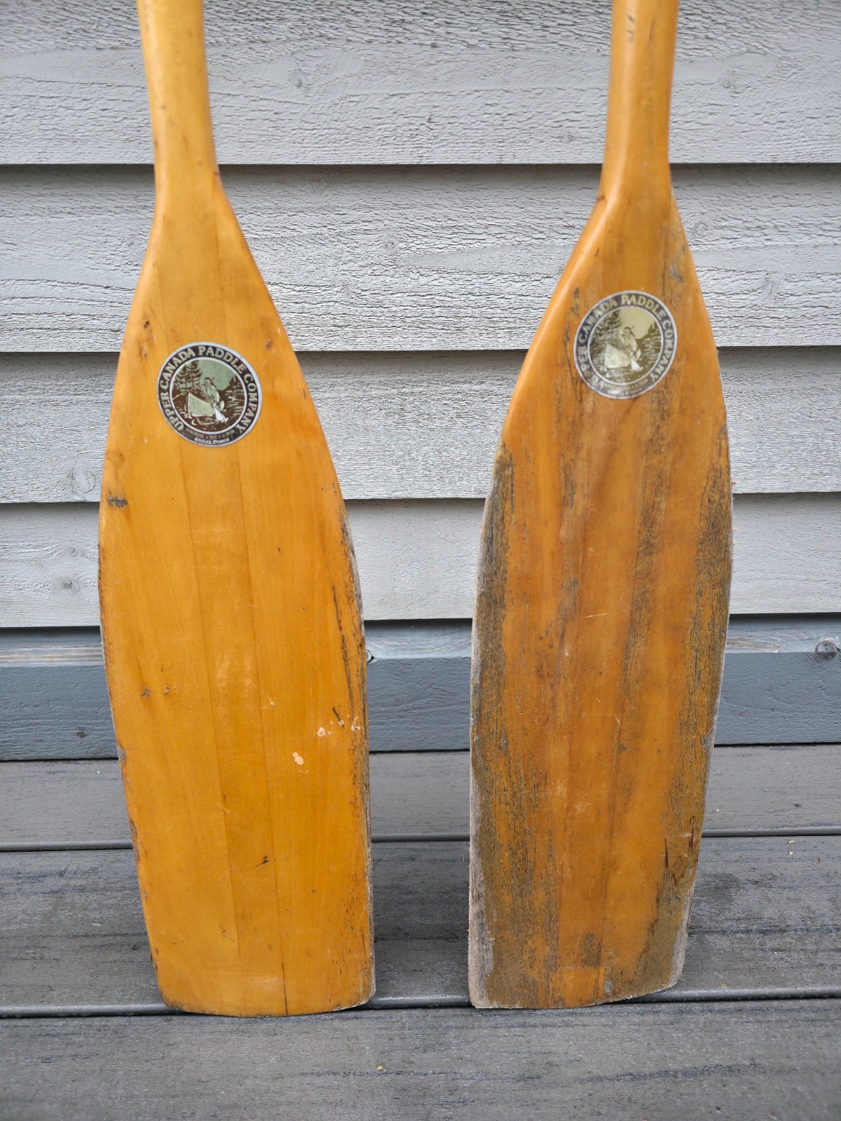 VINTAGE Old Wooden Paddles Oars UPPER CANADA Measures 54"