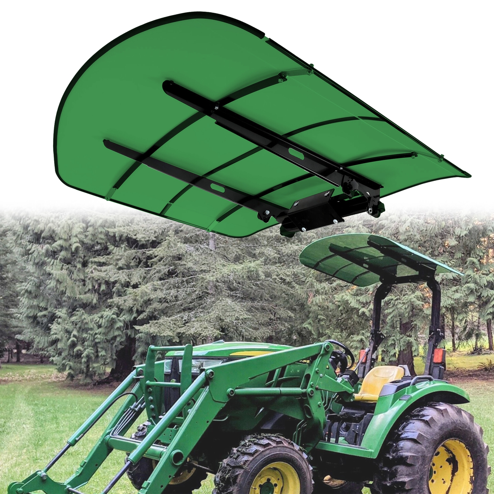 Tuff Top Tractor Canopy 52" X 52" For John Deere  2" x 2" or 2" x 3" ROPS Green