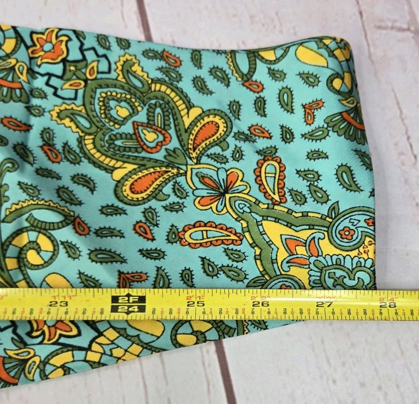 Vintage Tourqouise Green Paisley Scarf 55"