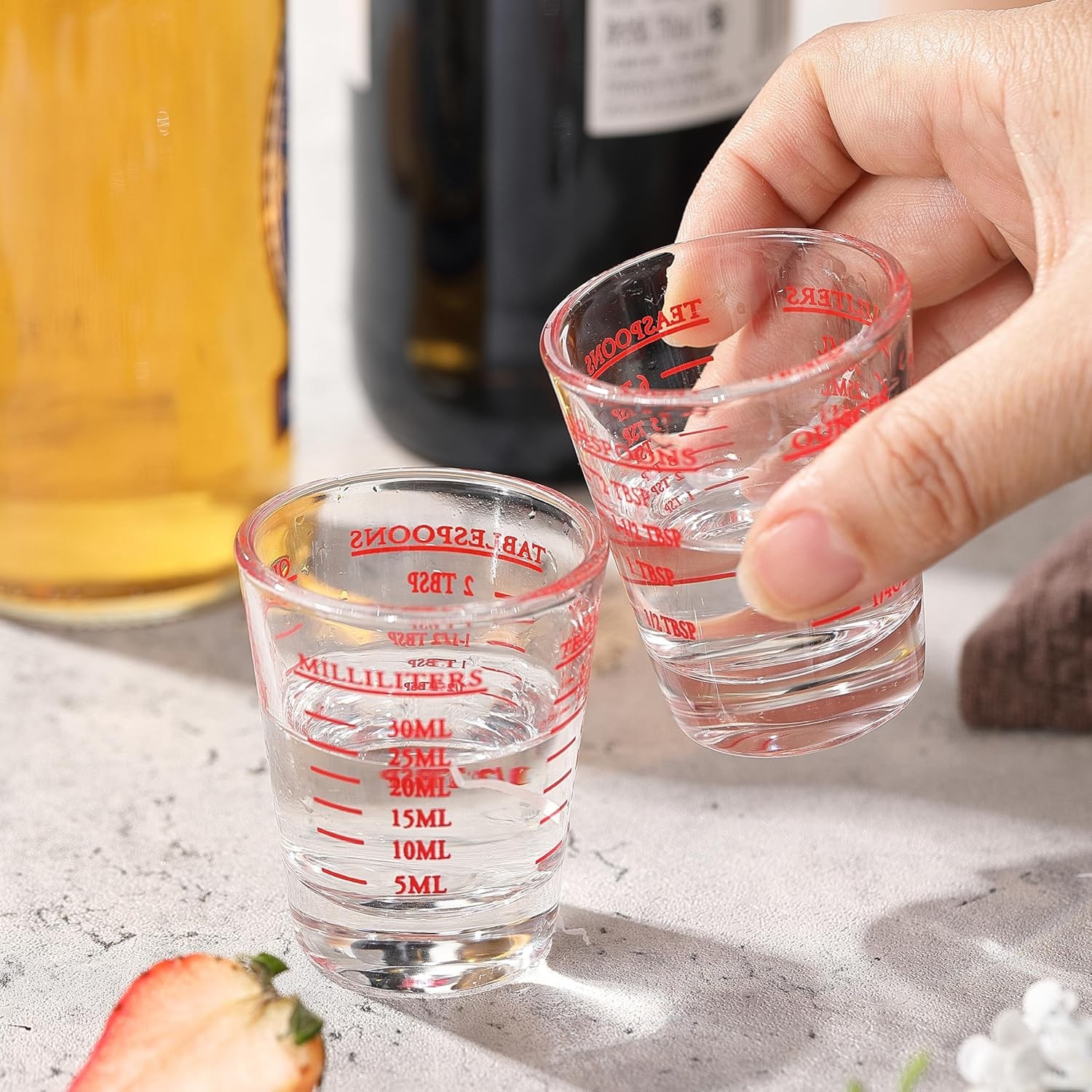 Shot Glass Measuring Cup, 2PCS Measuring Shot Glasses, Thick Base Liquid Measuri