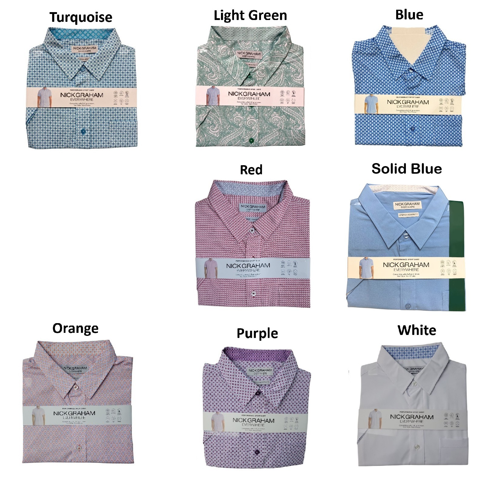 Nick Graham Men's Performance Short Sleeve Sport Shirt