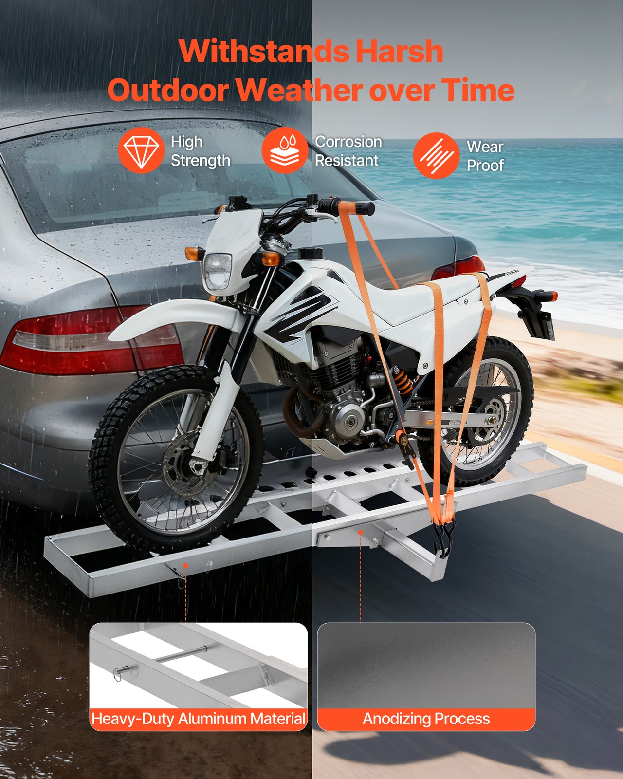 VEVOR Motorcycle Carrier Scooter Dirt Bike Hitch Mount 400 lbs Rack Ramp Hauler