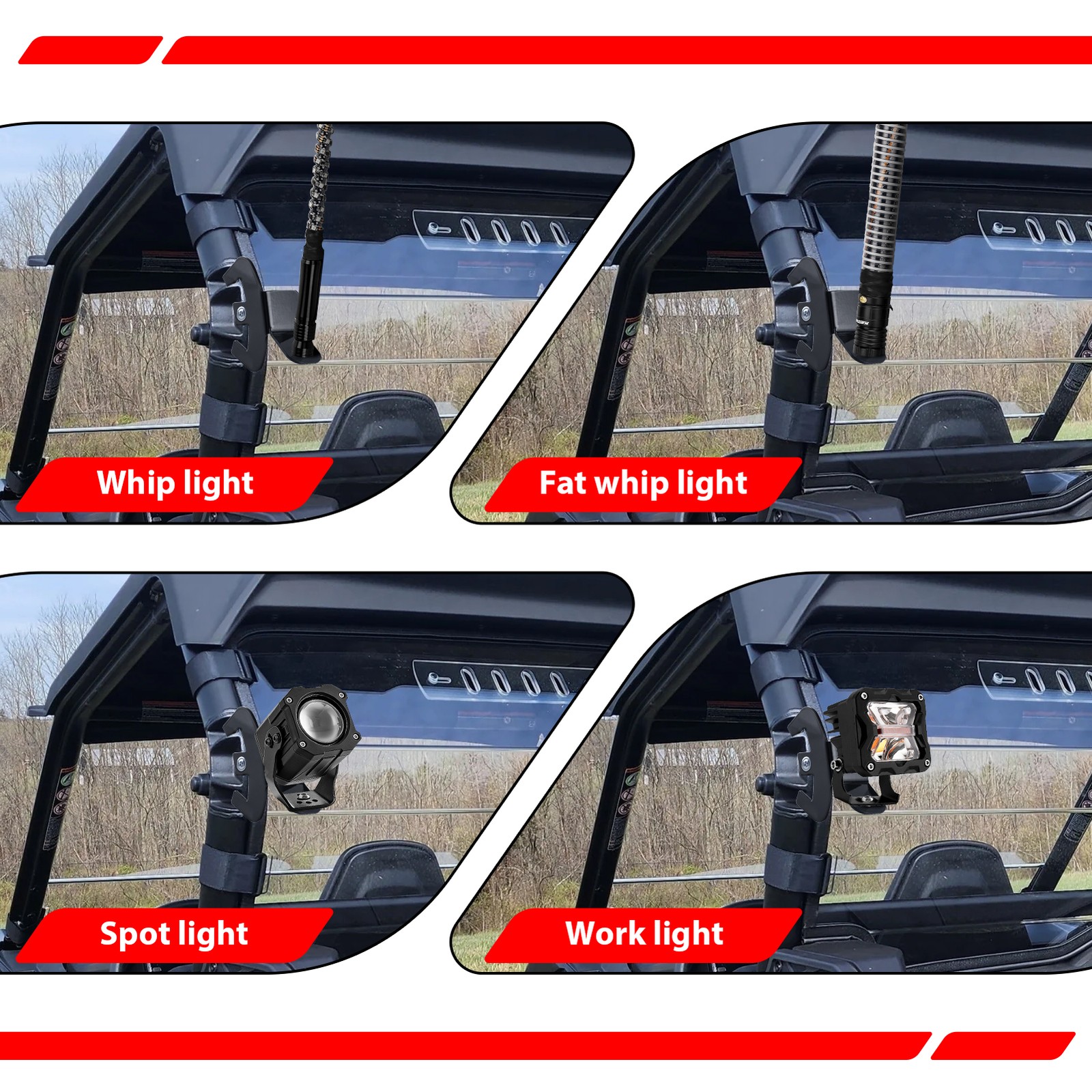 Whip Mount /Chase light bracket Flag Mount (PAIR) For CFMOTO ZFORCE 950 800