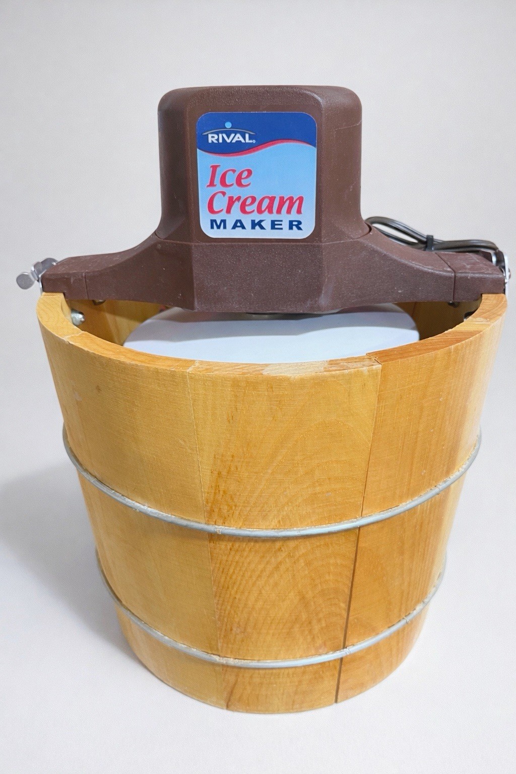 Vintage Rival Electric Ice Cream Maker Wood Bucket 5 Qt Tested Works