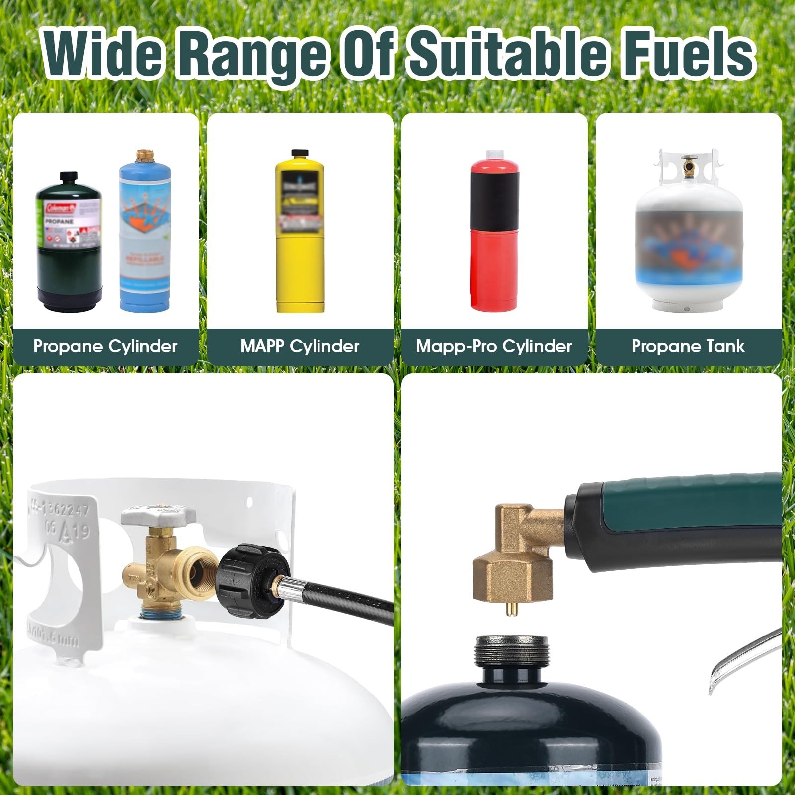 Propane Weed Torch with 10FT Hose Regulator&1800000 BTU&Self Igniting&Converter