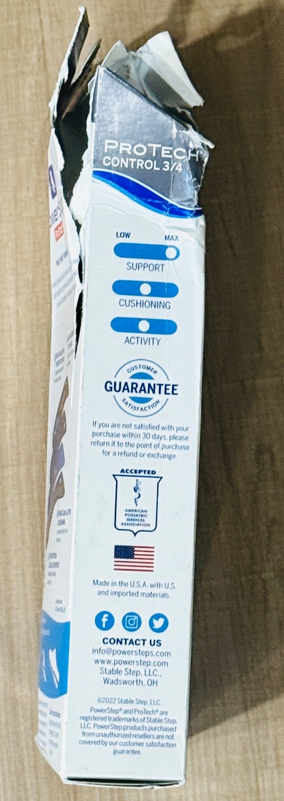 Power Step Protech 3/4 Length Insoles Size F Men's 12-13.5 Orthopedic New