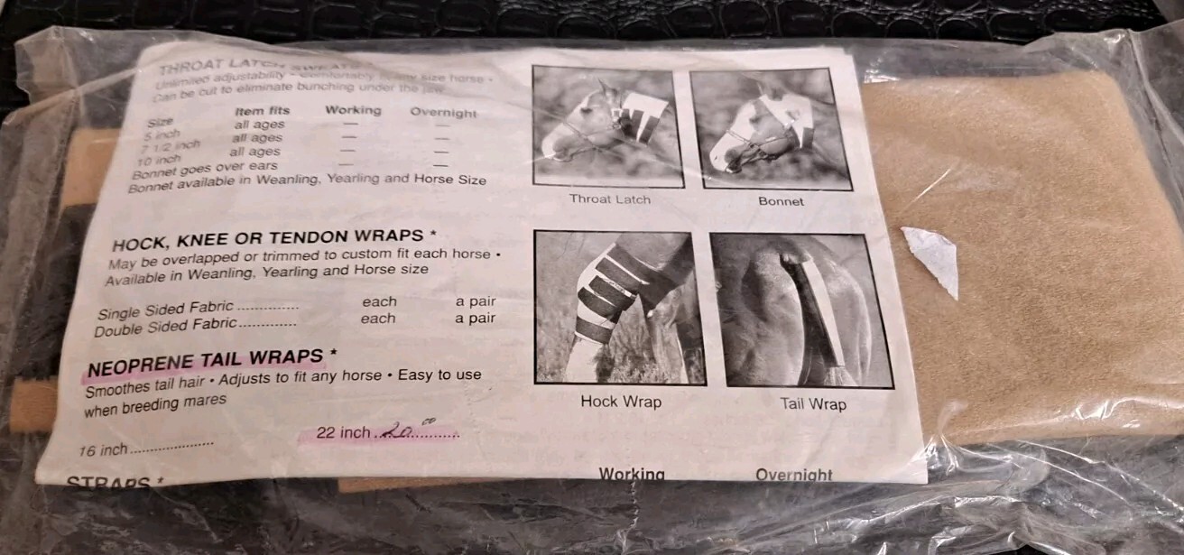 Super Sweats Neoprene Horse Tail Wrap 22"