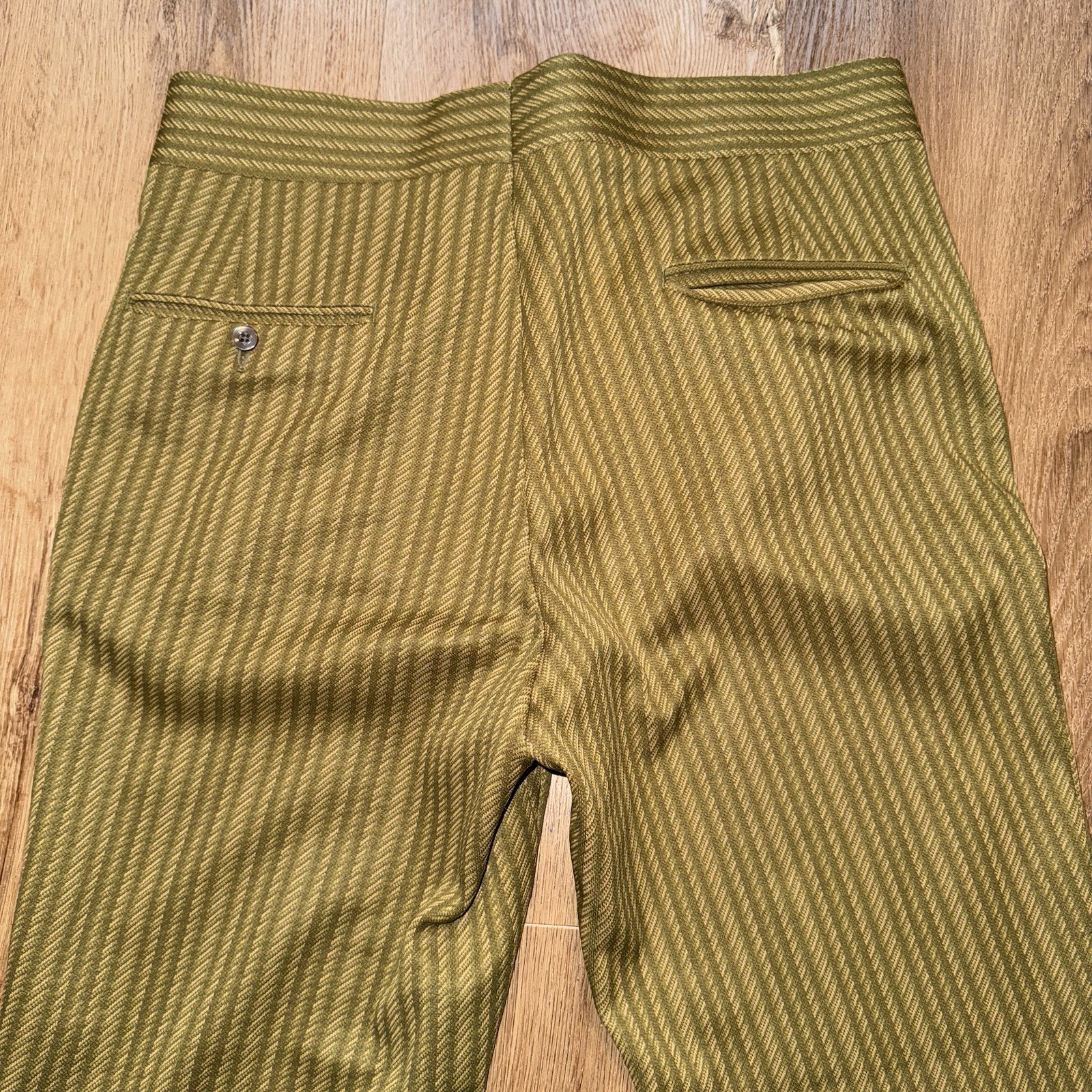 Vtg 60s Pants Mens 34 28 Marx Made Leisure Suit MCM Mod Beatnik Stripe Polyester