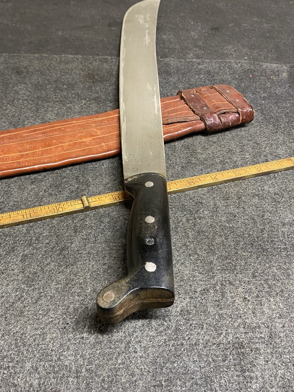 Vintage EL SALVADOR CORNETA Machete No 127 With Leather Scabbard 24” Blade SHARP