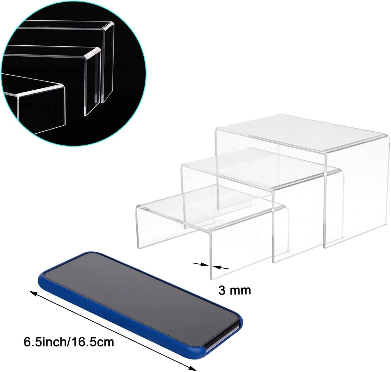 6Pcs Clear Acrylic Display Risers Clear Acrylic Display Stand For Cupcakes Store
