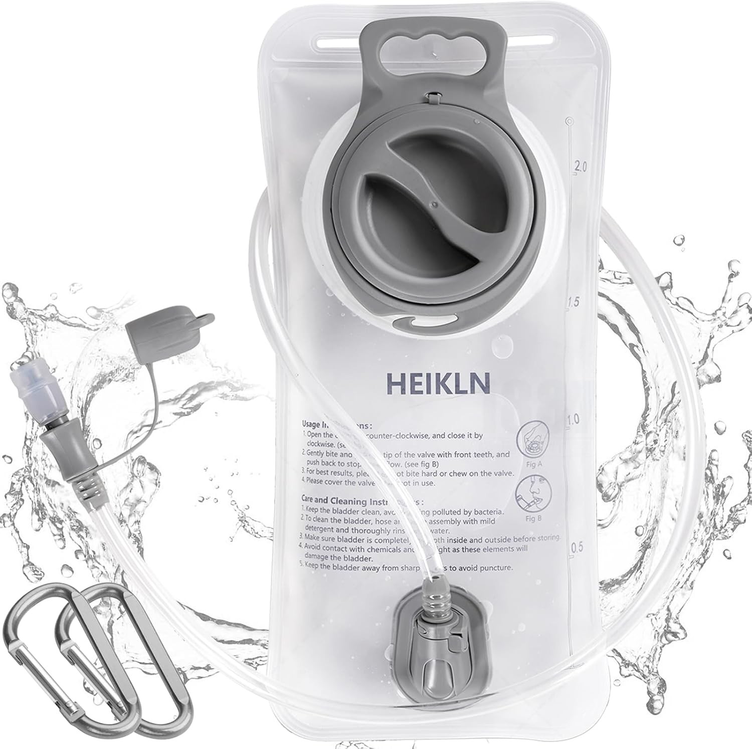 Hydration Bladder 1.5L-2L-3L,Leak Proof Water Reservoir, BPA Free 2L White