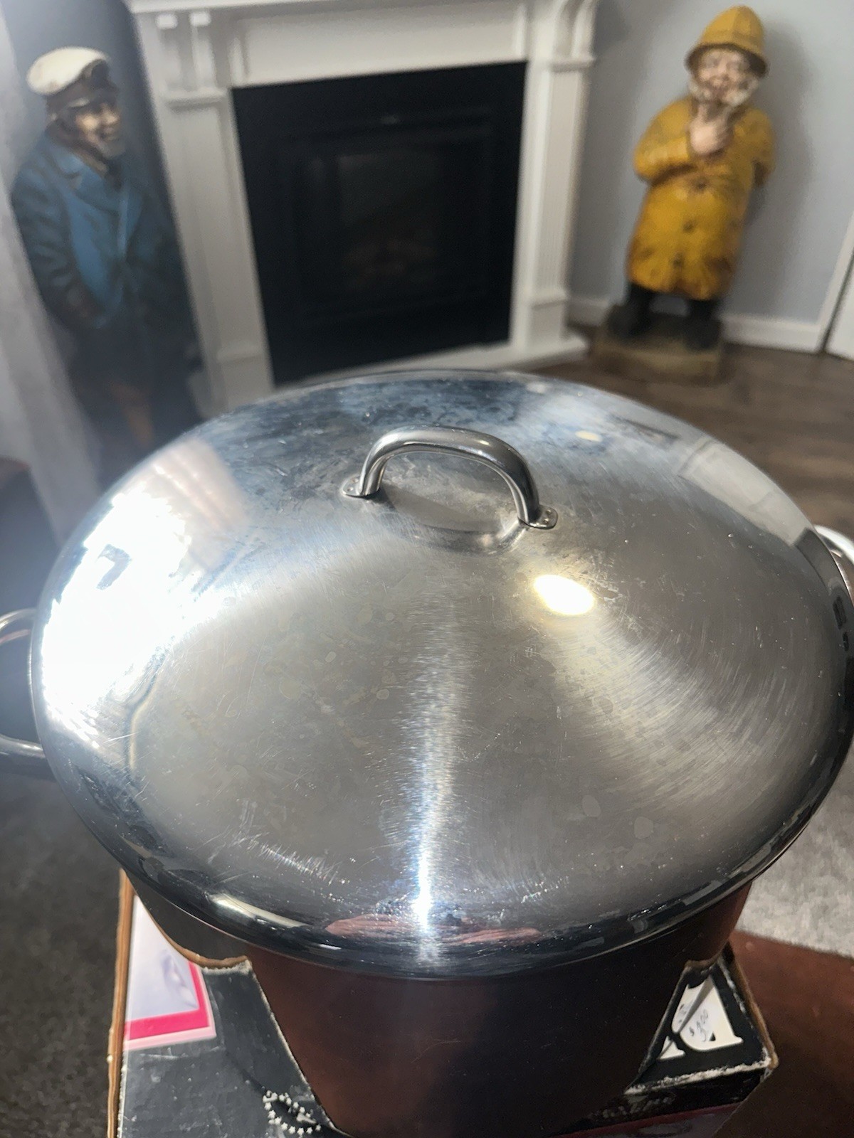 Vtg Revere Ware 16 QT Copper Bottom STOCK POT w Lid, Clinton IL USA '**READ**