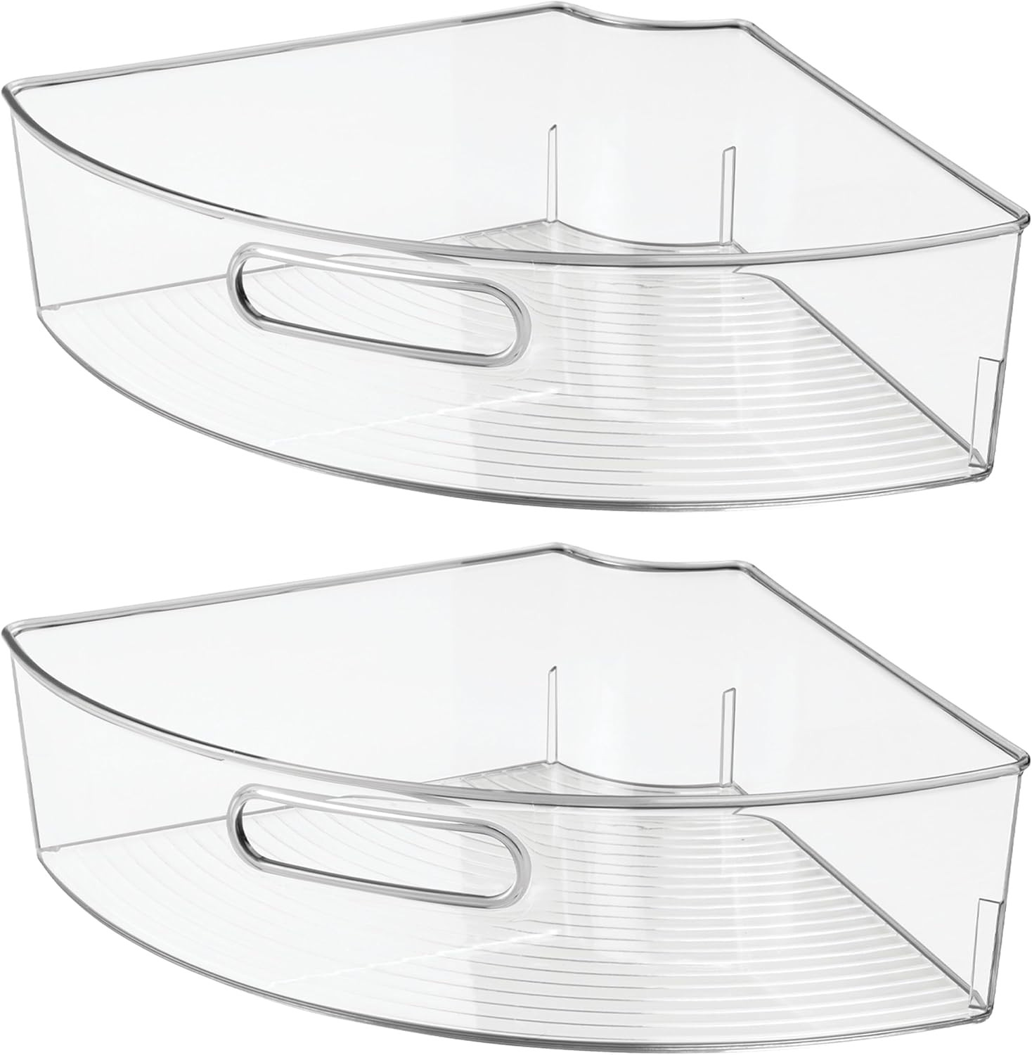 Clear Plastic 1/4 Wedge Bin for Corner Lazy Susan Cabinet, Kitchen Cabinet Organ