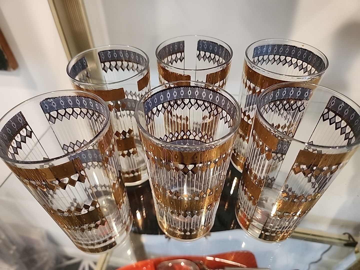 Set 6 Mid-century Culver Barcelona glasses