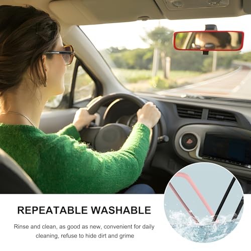 Car Rear View Mirror Protector Frame, Silicone Rearview Mirror Edge Red