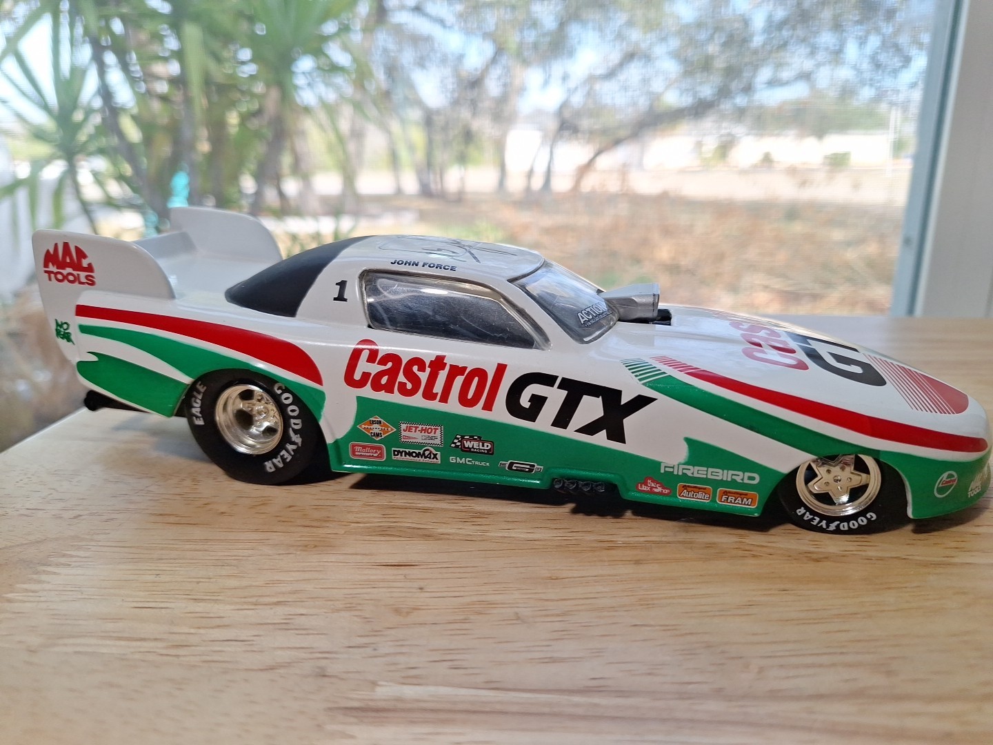 John Force Signed 1997 1/24 Diecast NHRA Winners Circle Funny Car No Fear