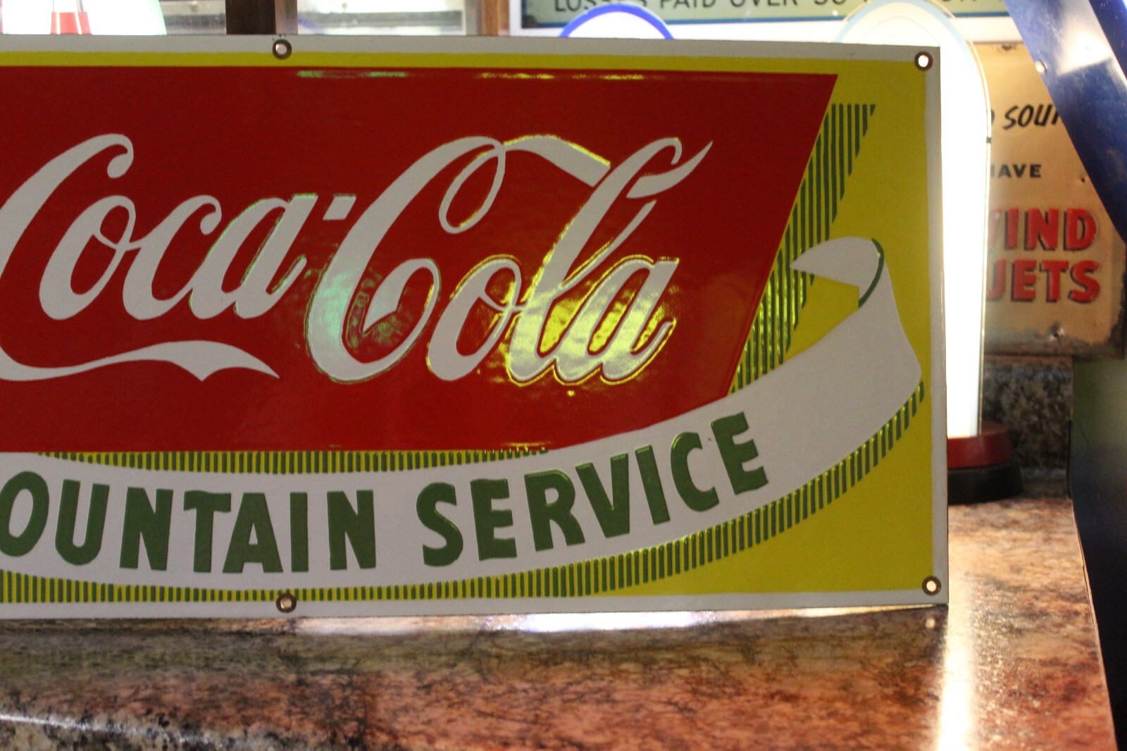 RARE NOS DRINK COCA COLA FOUNTAIN SERVICE PORCELAIN METAL SIGN SODA POP GAS