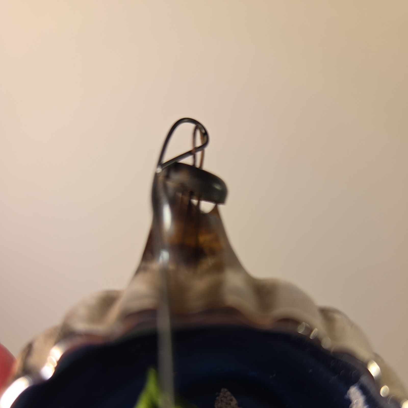 Vintage Glass Diorama PINE TREE MUSHROOMS Indent BALL Christmas Ornament Italy?