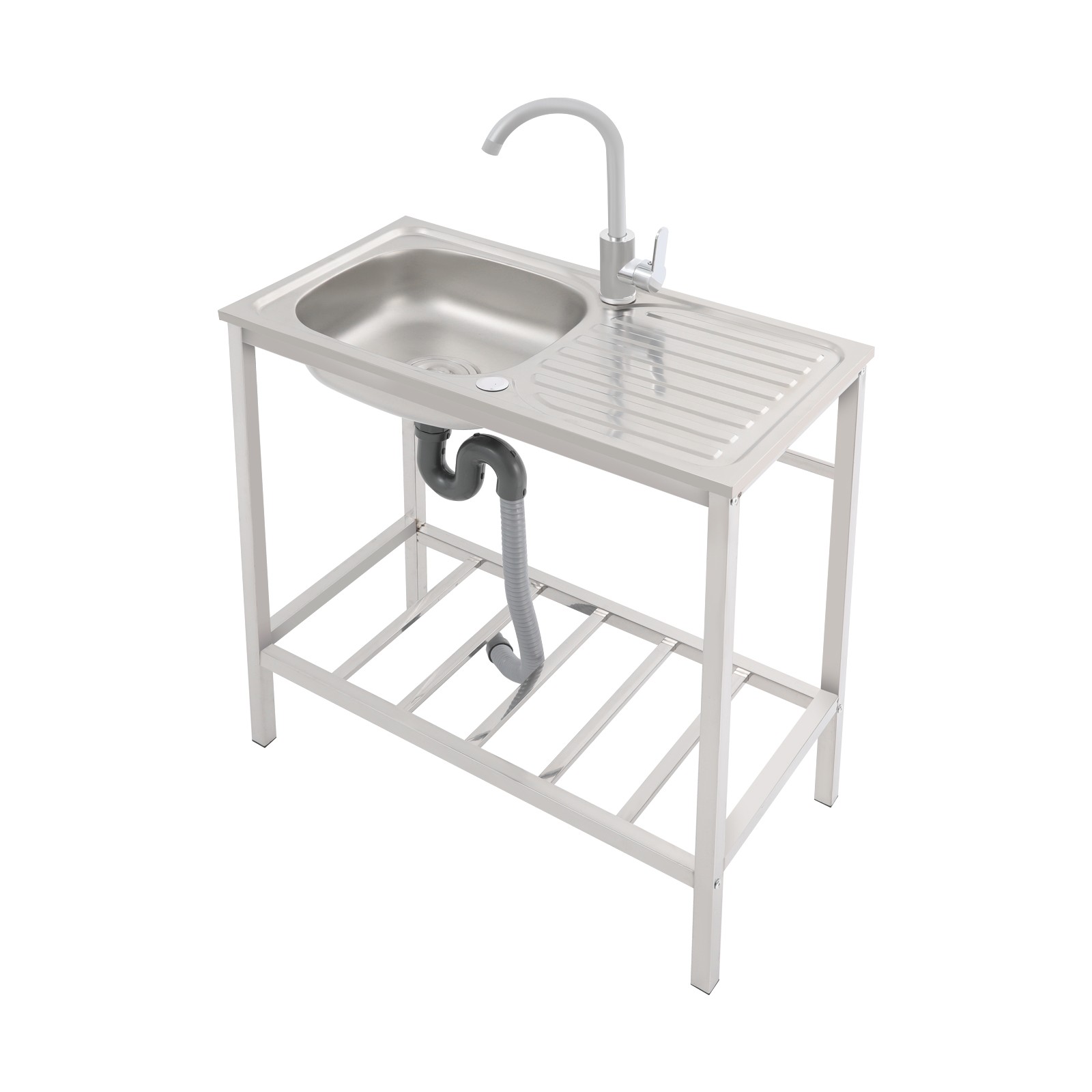 Stainless Steel Outdoor Kitchen Sink with Faucet Hand Washing Station Commercial