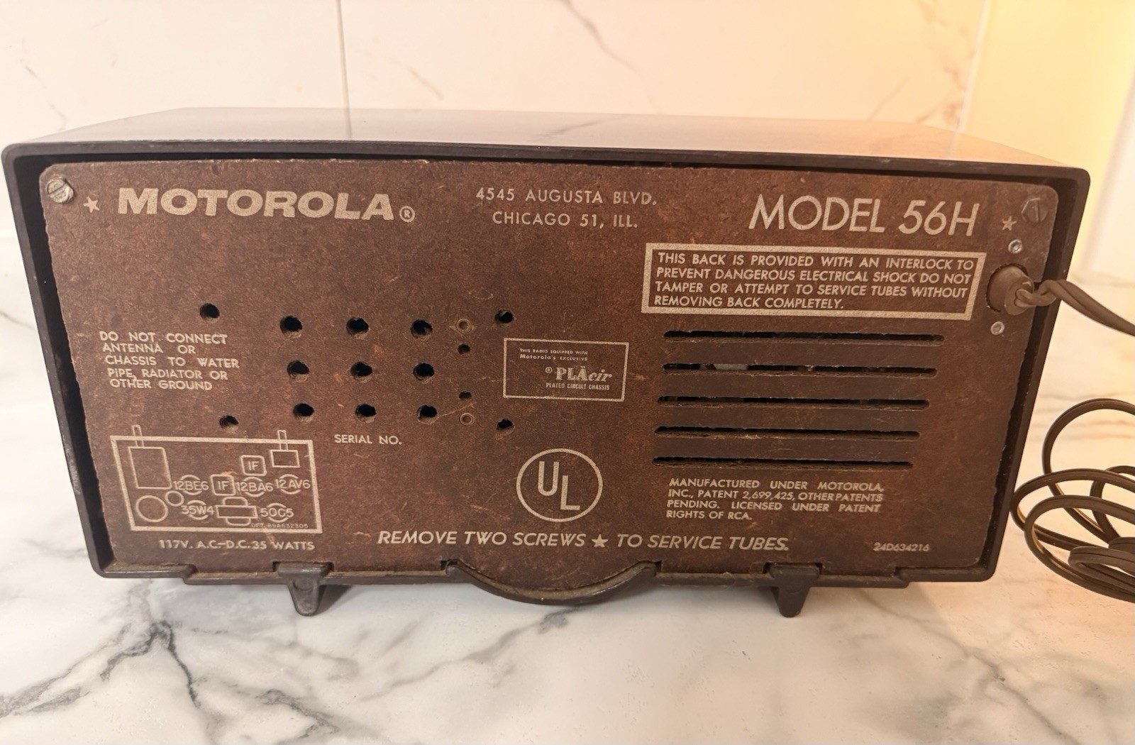 Vintage 1955 Motorola Tube Radio Model 56H MCM Atomic Era See Video USA Model
