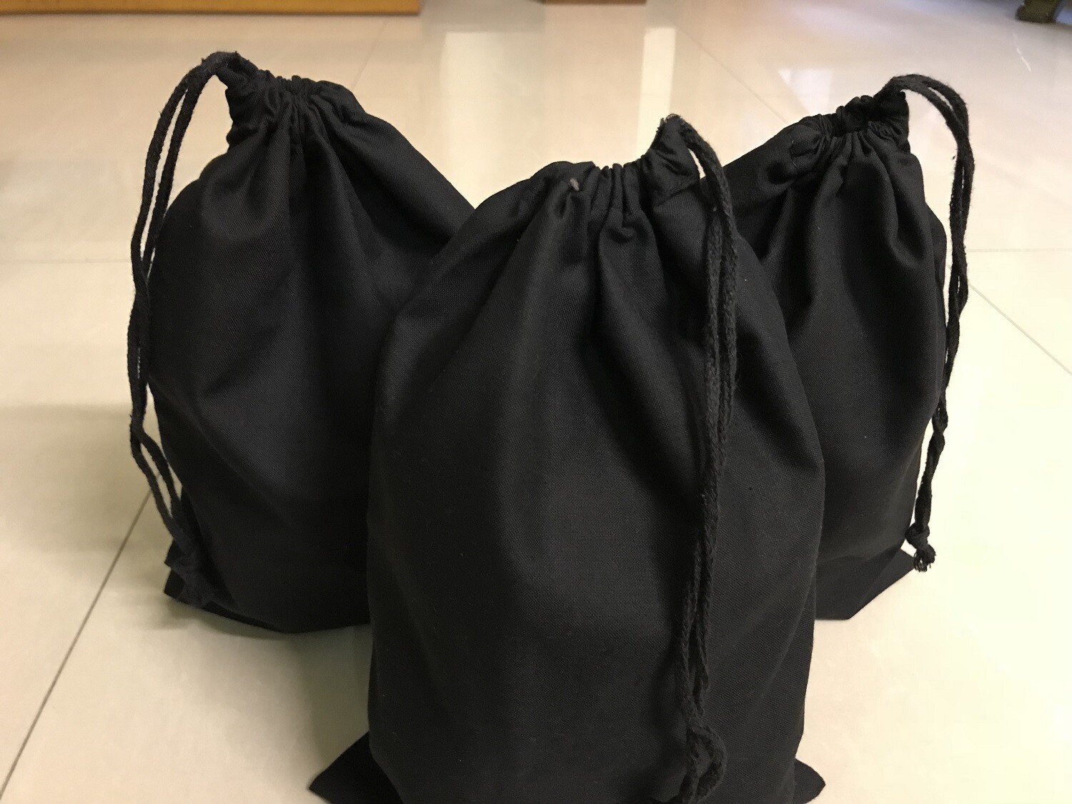 10"x12" Cotton Single Drawstring Muslin Bags (Black Color)