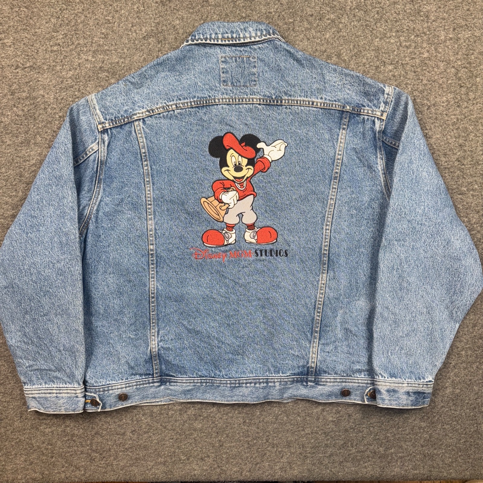 Vintage Lee Disney MGM Studios Mickey Mouse Denim Jacket Mens XL Embroidered