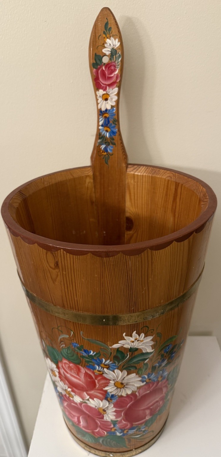 VTG Wood Umbrella Cane Plant Stand Handcrafted Painted Country Farmhouse 24"