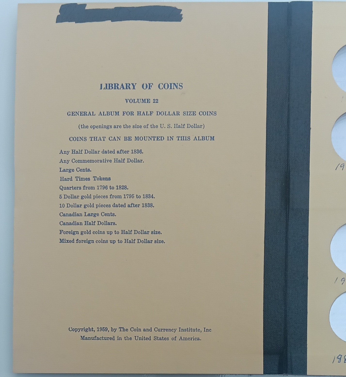 Lot Of 2 Library Of Coins General Blank Half Dollar 50c Size Stock Album VOL. 22