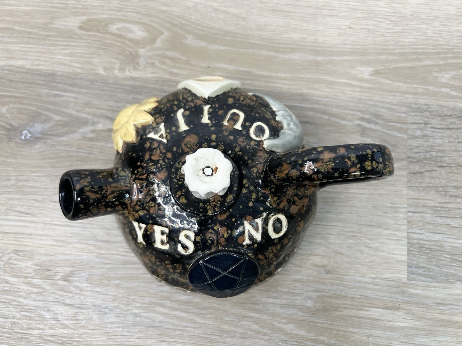 Quija Ceramic Teapot Decor Goth Tarot Witchy Planchette Pentagram Moon *Read