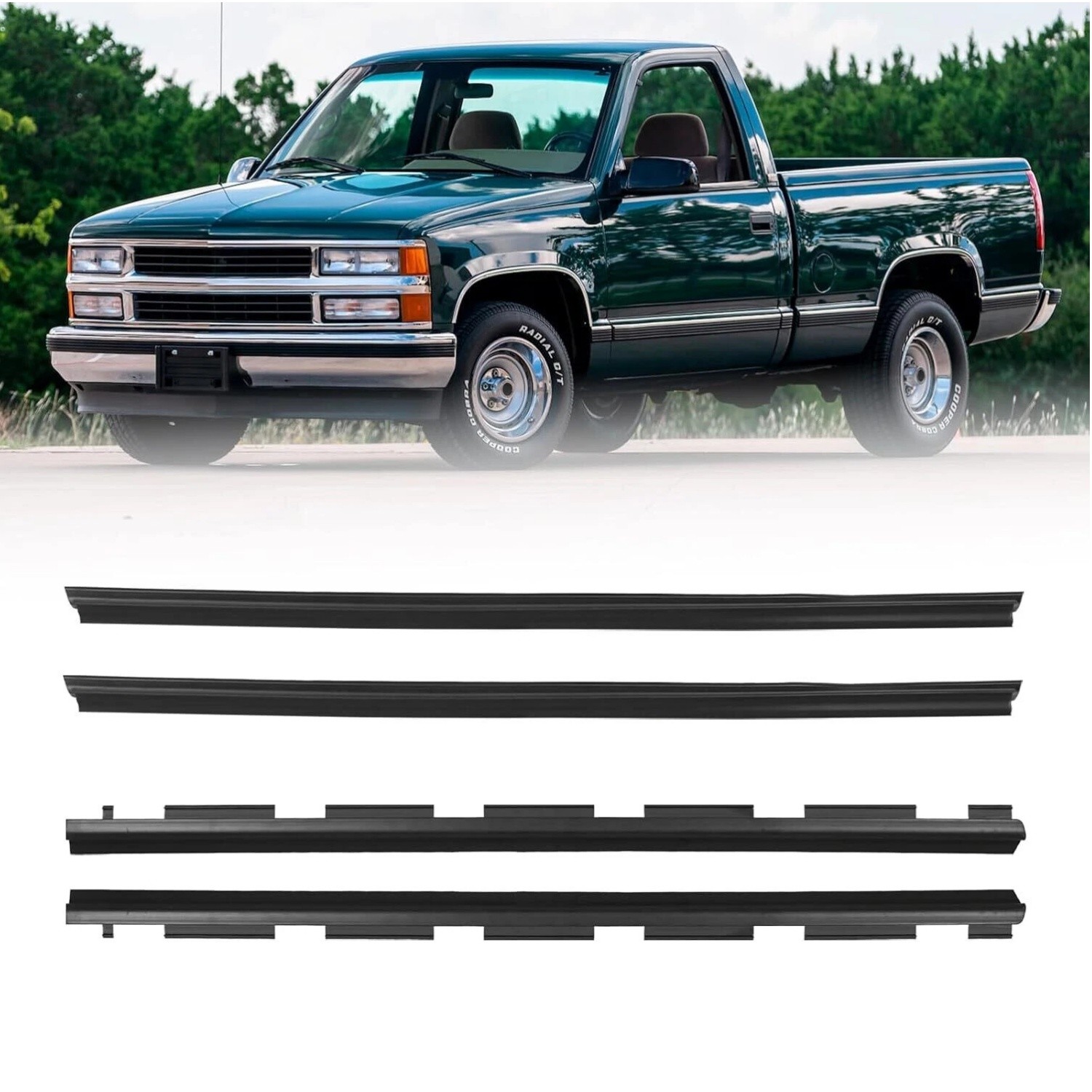 Fit For Chevy GMC Truck Inner & Outer Front Window Sweep Felt Seal Weatherstrip