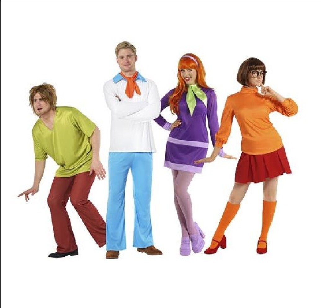 Women`s Velma Costume & Wig Orange Mystery Inc Scooby Doo Detective Dress S-3XL