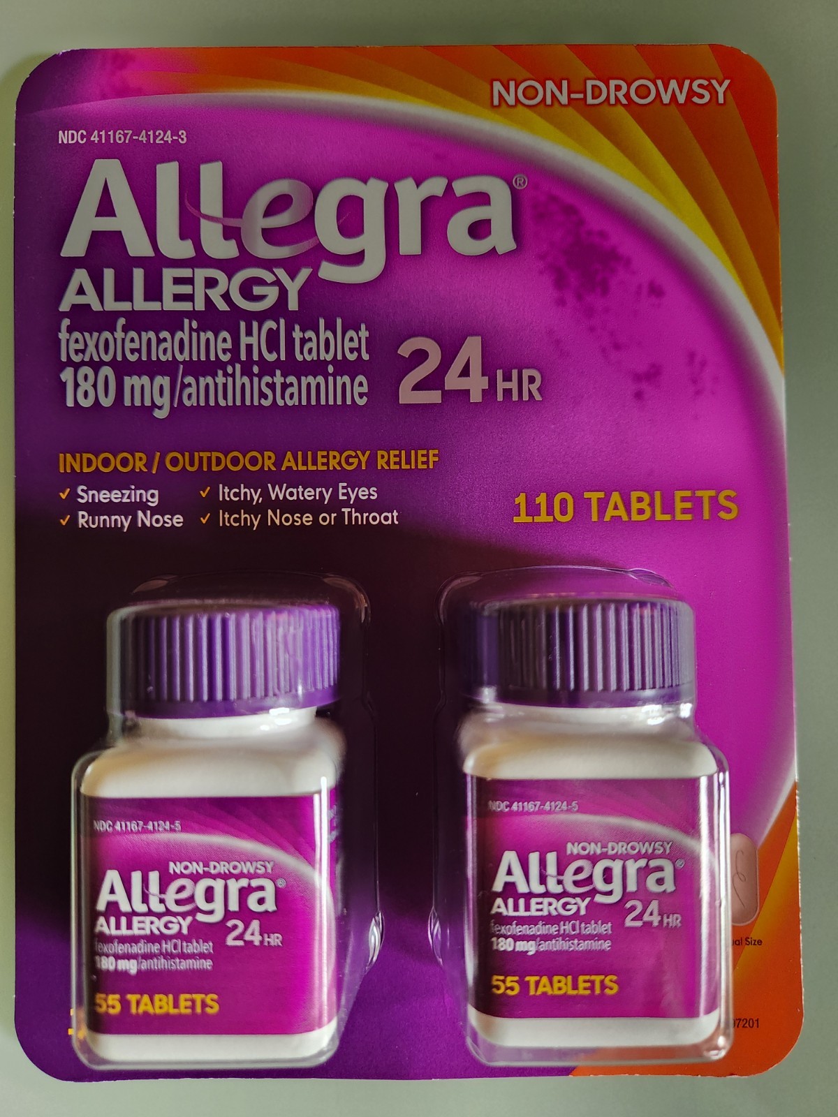 Allegra Allergy 24hr Fexofenadine HCI 180mg antihistamine 110 pills Exp 6/27 NEW