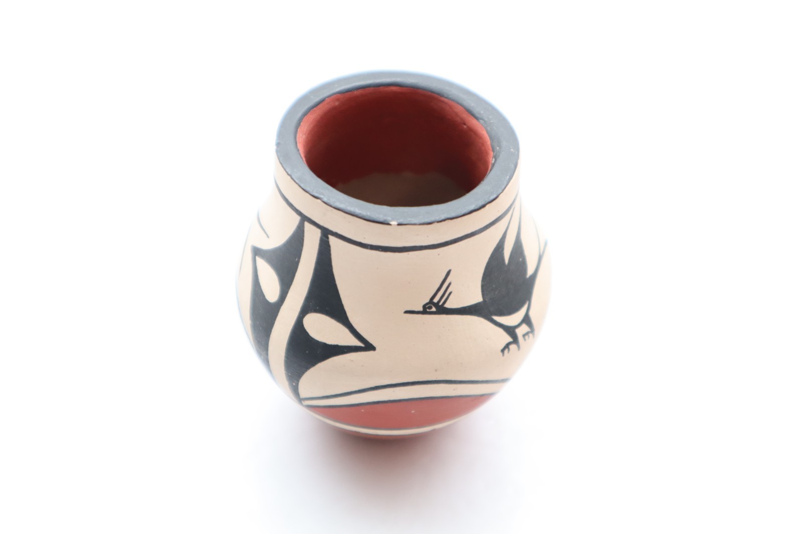 Native American polychrome Zia Pueblo Pottery jar Pictorial bird Jug Pot VTG