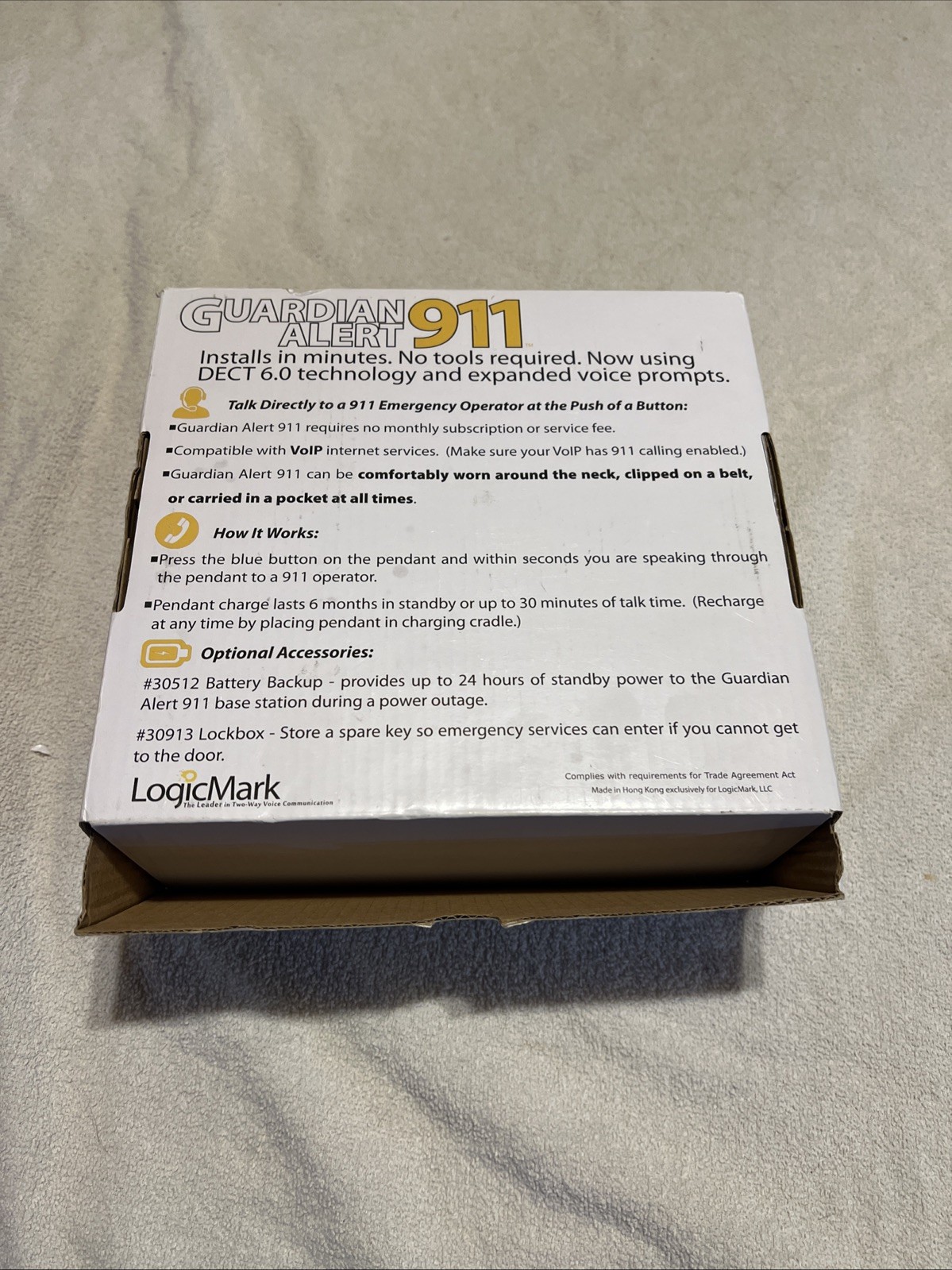 LogicMark Guardian Alert 911 DECT 6.0 Senior Medical Alert No Fees VOIP Landline