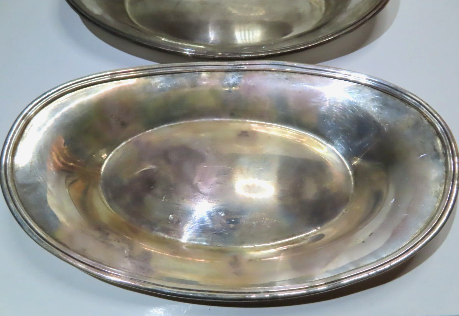 Vintage Silverplate (2) Oblong BREAD TRAYS or PLATTERS 11" x 6.75" Unmarked
