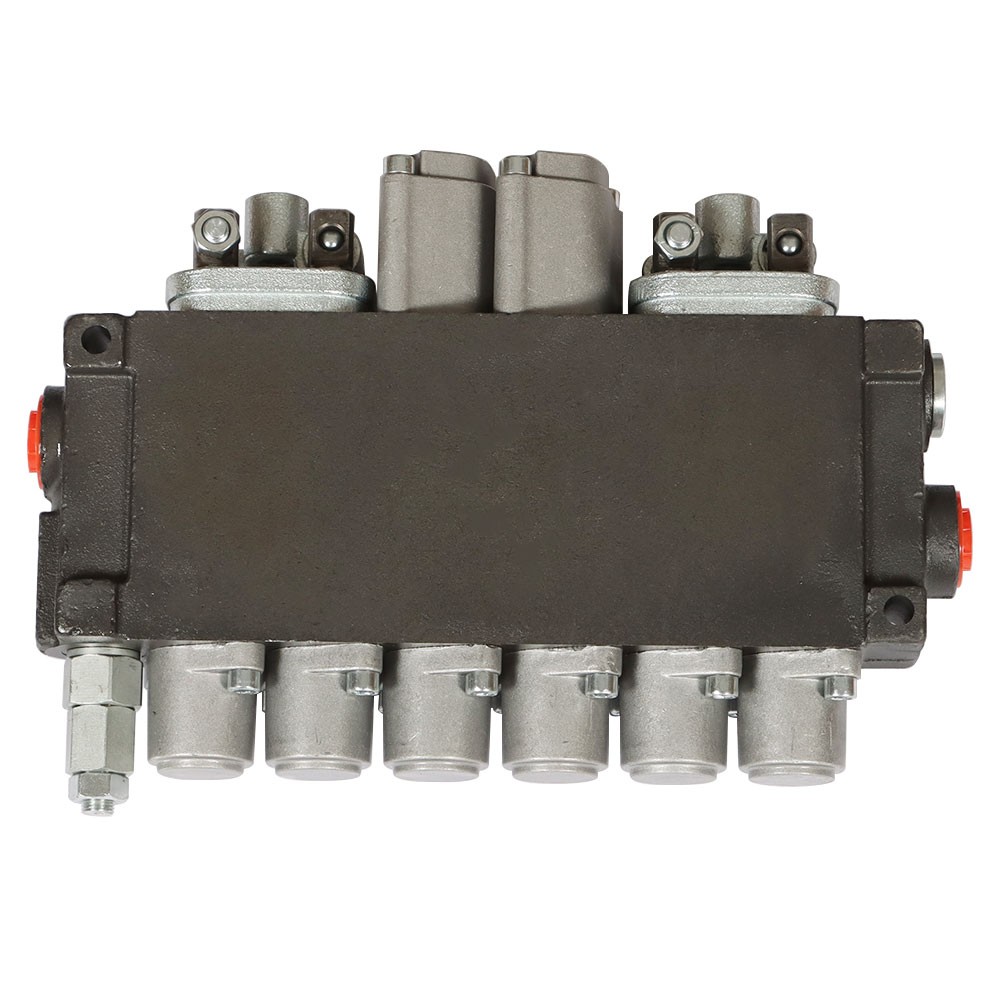 Hydraulic Backhoe 11 GPM Directional Control Valve 6 Spool With 2 Joysticks